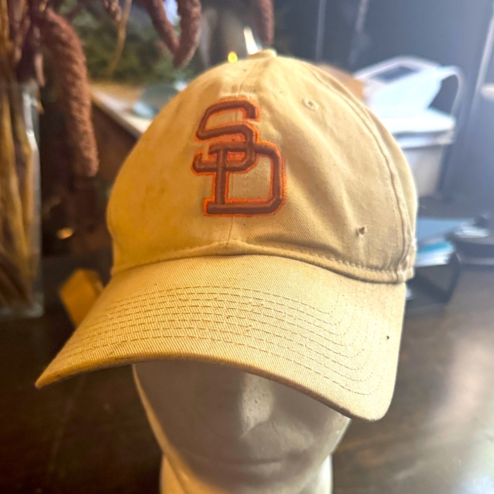 Tan Baseball Cap with Orange Logo